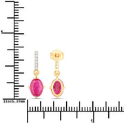 Bids.com 1.75 Carat Genuine Ruby and White Diamond 14K Yellow Gold Earrings Earrings White Smoke