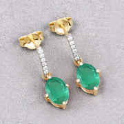 Bids.com 1.49 Carat Genuine Zambian Emerald and White Diamond 10K Yellow Gold Earrings Earrings Gray