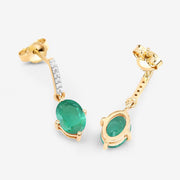 Bids.com 1.49 Carat Genuine Zambian Emerald and White Diamond 10K Yellow Gold Earrings Earrings White Smoke