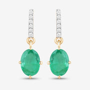 Bids.com 1.49 Carat Genuine Zambian Emerald and White Diamond 10K Yellow Gold Earrings Earrings White Smoke