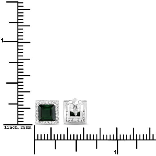 Bids.com 1.55 Carat Genuine Green Tourmaline and White Diamond 14K White Gold Earrings Earrings White Smoke