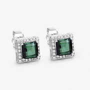 Bids.com 1.55 Carat Genuine Green Tourmaline and White Diamond 14K White Gold Earrings Earrings White Smoke