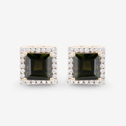 Bids.com 1.55 Carat Genuine Green Tourmaline and White Diamond 14K Yellow Gold Earrings Earrings White Smoke