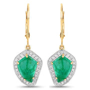 Bids.com 6.40 Carat Genuine Colombian Emerald and White Diamond 14K Yellow Gold Earrings Earrings White Smoke Default Title