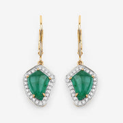 Bids.com 6.40 Carat Genuine Colombian Emerald and White Diamond 14K Yellow Gold Earrings Earrings White Smoke