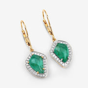 Bids.com 6.40 Carat Genuine Colombian Emerald and White Diamond 14K Yellow Gold Earrings Earrings White Smoke