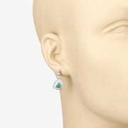 Bids.com 1.39 Carat Genuine Zambian Emerald and White Diamond 14K White Gold Earrings Earrings Bisque