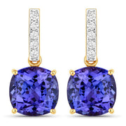 Bids.com 5.64 Carat Genuine Tanzanite and White Diamond 14K Yellow Gold Earrings Earrings White Smoke Default Title