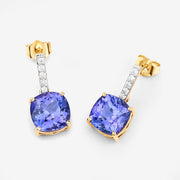Bids.com 5.64 Carat Genuine Tanzanite and White Diamond 14K Yellow Gold Earrings Earrings White Smoke