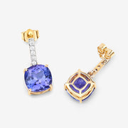 Bids.com 5.64 Carat Genuine Tanzanite and White Diamond 14K Yellow Gold Earrings Earrings White Smoke