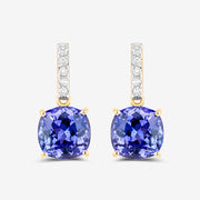 Bids.com 5.64 Carat Genuine Tanzanite and White Diamond 14K Yellow Gold Earrings Earrings White Smoke