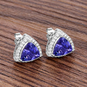 Bids.com 4.62 Carat Genuine Tanzanite and White Diamond 14K White Gold Earrings Earrings Dim Gray
