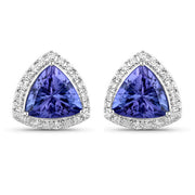 Bids.com 3.82 Carat Genuine Tanzanite and White Diamond 14K White Gold Earrings Earrings White Smoke Default Title