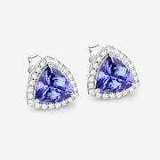 Bids.com 3.82 Carat Genuine Tanzanite and White Diamond 14K White Gold Earrings Earrings White Smoke