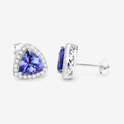 Bids.com 3.82 Carat Genuine Tanzanite and White Diamond 14K White Gold Earrings Earrings White Smoke
