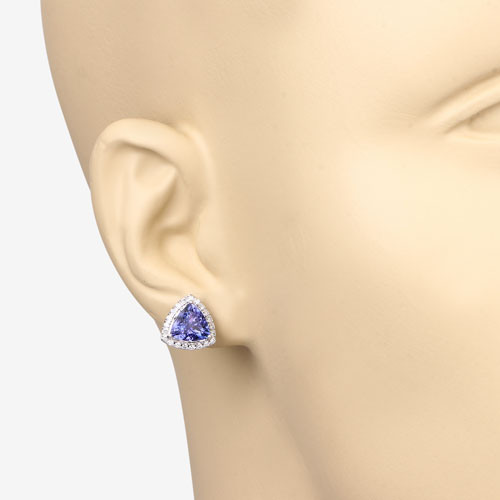 Bids.com 3.82 Carat Genuine Tanzanite and White Diamond 14K White Gold Earrings Earrings Wheat