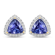 Bids.com 3.82 Carat Genuine Tanzanite and White Diamond 14K Yellow Gold Earrings Earrings White Smoke Default Title