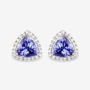 Bids.com 3.82 Carat Genuine Tanzanite and White Diamond 14K Yellow Gold Earrings Earrings White Smoke