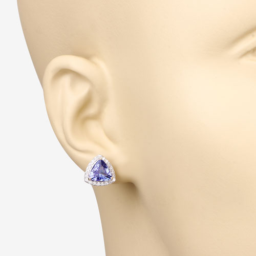 Bids.com 3.82 Carat Genuine Tanzanite and White Diamond 14K Yellow Gold Earrings Earrings Wheat