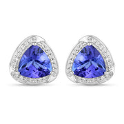 Bids.com 3.70 Carat Genuine Tanzanite and White Diamond 14K White Gold Earrings Earrings White Smoke Default Title