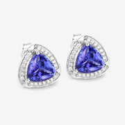Bids.com 3.70 Carat Genuine Tanzanite and White Diamond 14K White Gold Earrings Earrings White Smoke