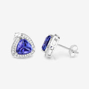 Bids.com 3.70 Carat Genuine Tanzanite and White Diamond 14K White Gold Earrings Earrings White Smoke