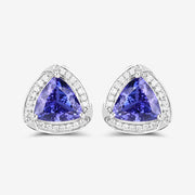 Bids.com 3.70 Carat Genuine Tanzanite and White Diamond 14K White Gold Earrings Earrings White Smoke