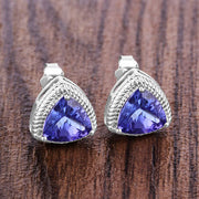 Bids.com 4.24 Carat Genuine Tanzanite 14K White Gold Earrings Earrings Slate Gray