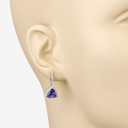 Bids.com 3.86 Carat Genuine Tanzanite and White Diamond 14K White Gold Earrings Earrings Wheat