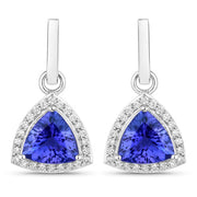Bids.com 3.86 Carat Genuine Tanzanite and White Diamond 14K White Gold Earrings Earrings White Smoke Default Title