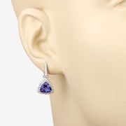 Bids.com 3.86 Carat Genuine Tanzanite and White Diamond 14K White Gold Earrings Earrings Wheat