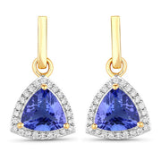 Bids.com 3.86 Carat Genuine Tanzanite and White Diamond 14K Yellow Gold Earrings Earrings White Smoke Default Title