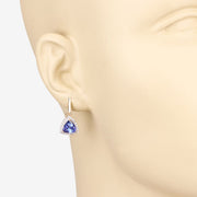 Bids.com 3.86 Carat Genuine Tanzanite and White Diamond 14K Yellow Gold Earrings Earrings Bisque