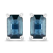 Bids.com 0.80 Carat Genuine Blue Sapphire 14K White Gold Earrings Earrings White Smoke Default Title
