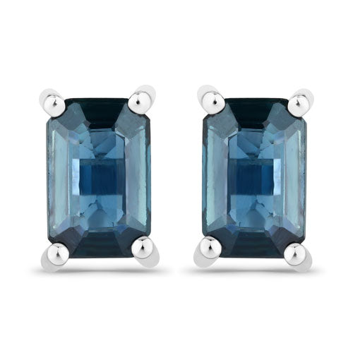Bids.com 0.80 Carat Genuine Blue Sapphire 14K White Gold Earrings Earrings White Smoke Default Title