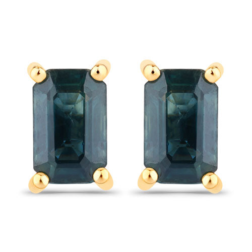 Bids.com 0.80 Carat Genuine Blue Sapphire 14K Yellow Gold Earrings Earrings White Smoke Default Title