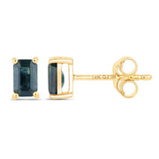 Bids.com 0.80 Carat Genuine Blue Sapphire 14K Yellow Gold Earrings Earrings White Smoke