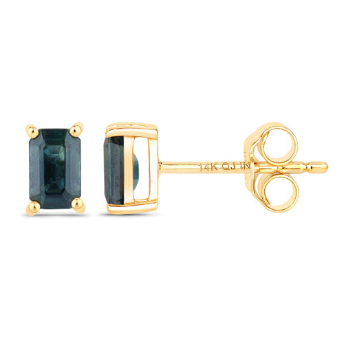 Bids.com 0.80 Carat Genuine Blue Sapphire 14K Yellow Gold Earrings Earrings White Smoke