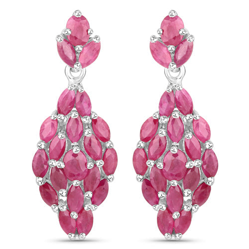 Bids.com 4.12 Carat Genuine Ruby .925 Sterling Silver Earrings Earrings White Smoke Default Title