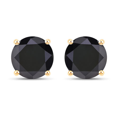 Bids.com 4.91 Carat Genuine Black Diamond 14K Yellow Gold Earrings Earrings Dark Slate Gray Default Title