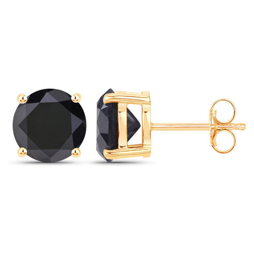 Bids.com 4.91 Carat Genuine Black Diamond 14K Yellow Gold Earrings Earrings White Smoke