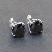 Bids.com 4.25 Carat Genuine Black Diamond 14K White Gold Earrings Earrings Dim Gray