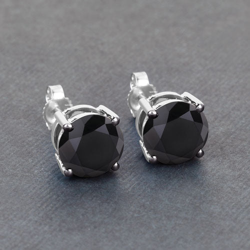 Bids.com 4.91 Carat Genuine Black Diamond 14K White Gold Earrings Earrings Dim Gray