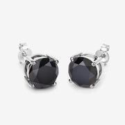 Bids.com 4.25 Carat Genuine Black Diamond 14K White Gold Earrings Earrings White Smoke