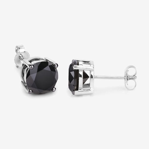 Bids.com 5.41 Carat Genuine Black Diamond 14K White Gold Earrings Earrings White Smoke