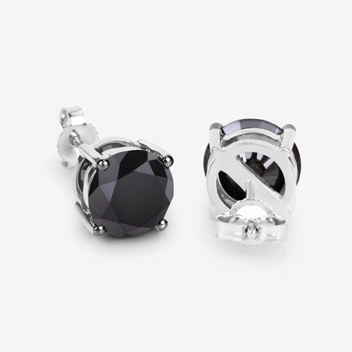 Bids.com 4.91 Carat Genuine Black Diamond 14K White Gold Earrings Earrings White Smoke