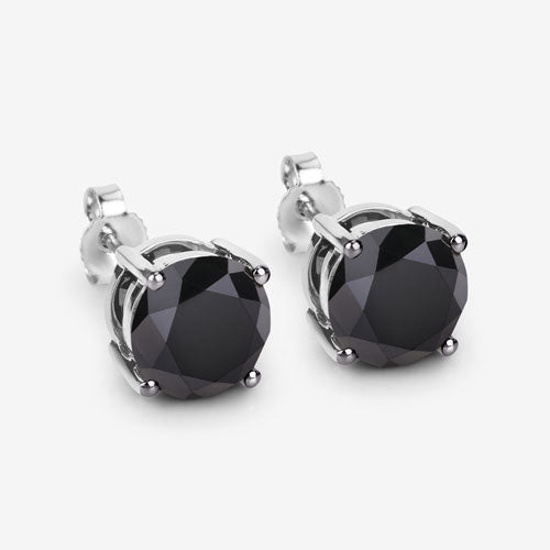 Bids.com 5.41 Carat Genuine Black Diamond 14K White Gold Earrings Earrings White Smoke
