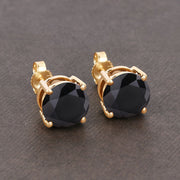 Bids.com 4.91 Carat Genuine Black Diamond 14K Yellow Gold Earrings Earrings Dim Gray