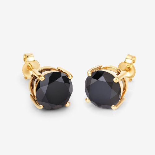 Bids.com 4.91 Carat Genuine Black Diamond 14K Yellow Gold Earrings Earrings White Smoke