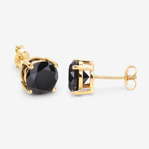 Bids.com 4.91 Carat Genuine Black Diamond 14K Yellow Gold Earrings Earrings White Smoke
